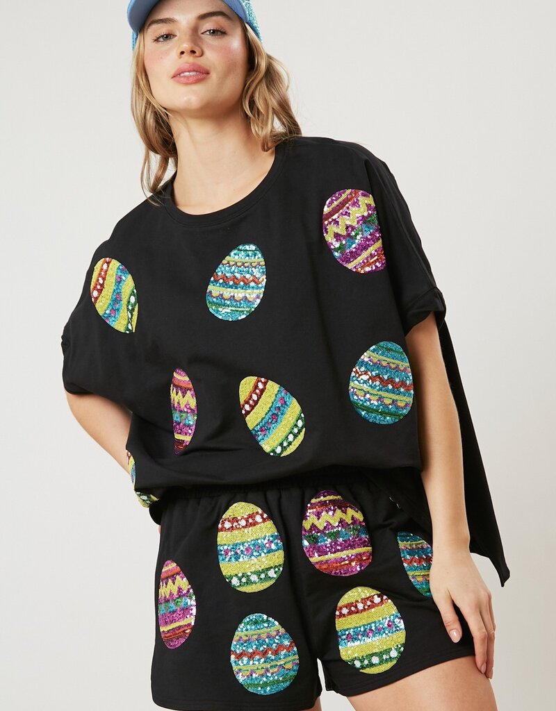 Fantastic Fawn Sequin Easter Eggs Top