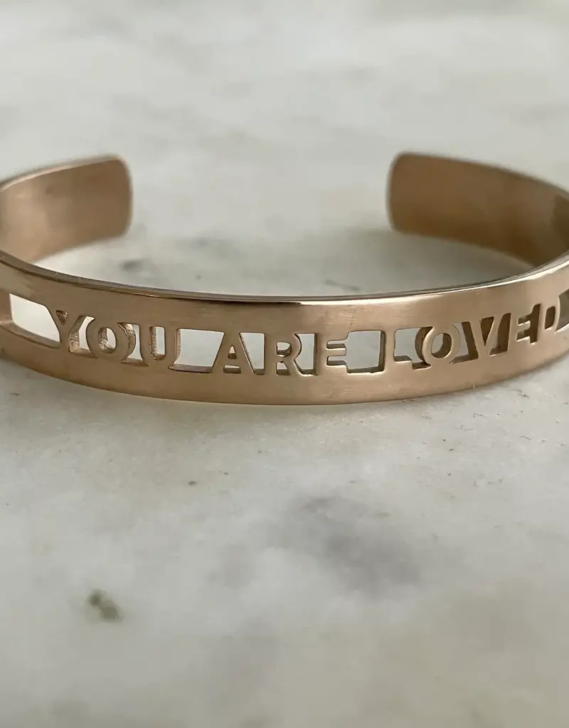 Mimosa Handcrafted Bronze You Are Loved Cuff