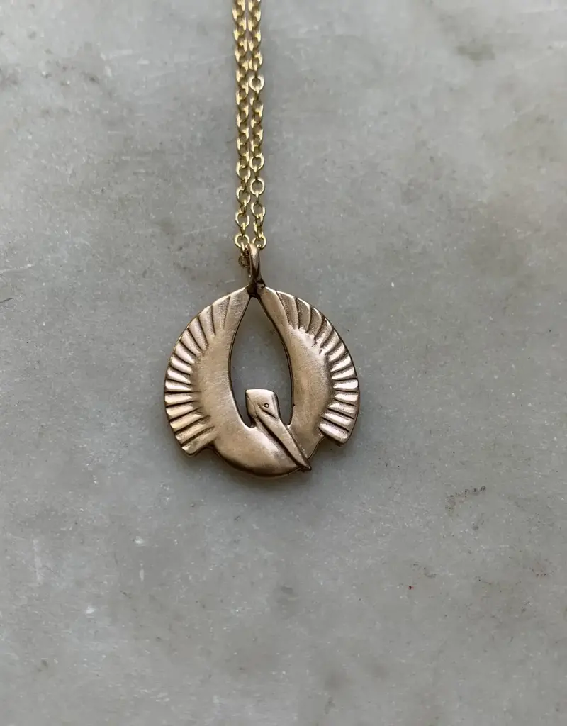 Mimosa Handcrafted Bronze Small Pelican Necklace