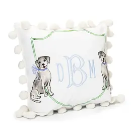 Over the Moon Puppy Dog Pillow w/ Initials