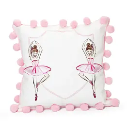 Over the Moon Brunette Ballerina Pillow w/ Initials