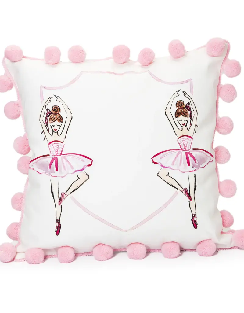Over the Moon Brunette Ballerina Pillow w/ Initials