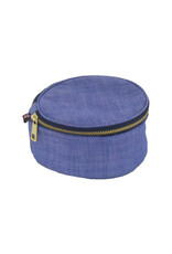 Oh Mint Button Bag w/ Embroidery  Navy Chambray 6 inch