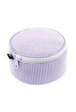 Oh Mint Button Bag w/ Embroidery  Lilac Seersucker 6 inch