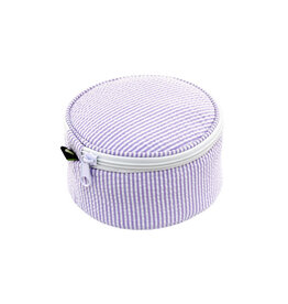 Oh Mint Button Bag w/ Embroidery  Lilac Seersucker 6 inch