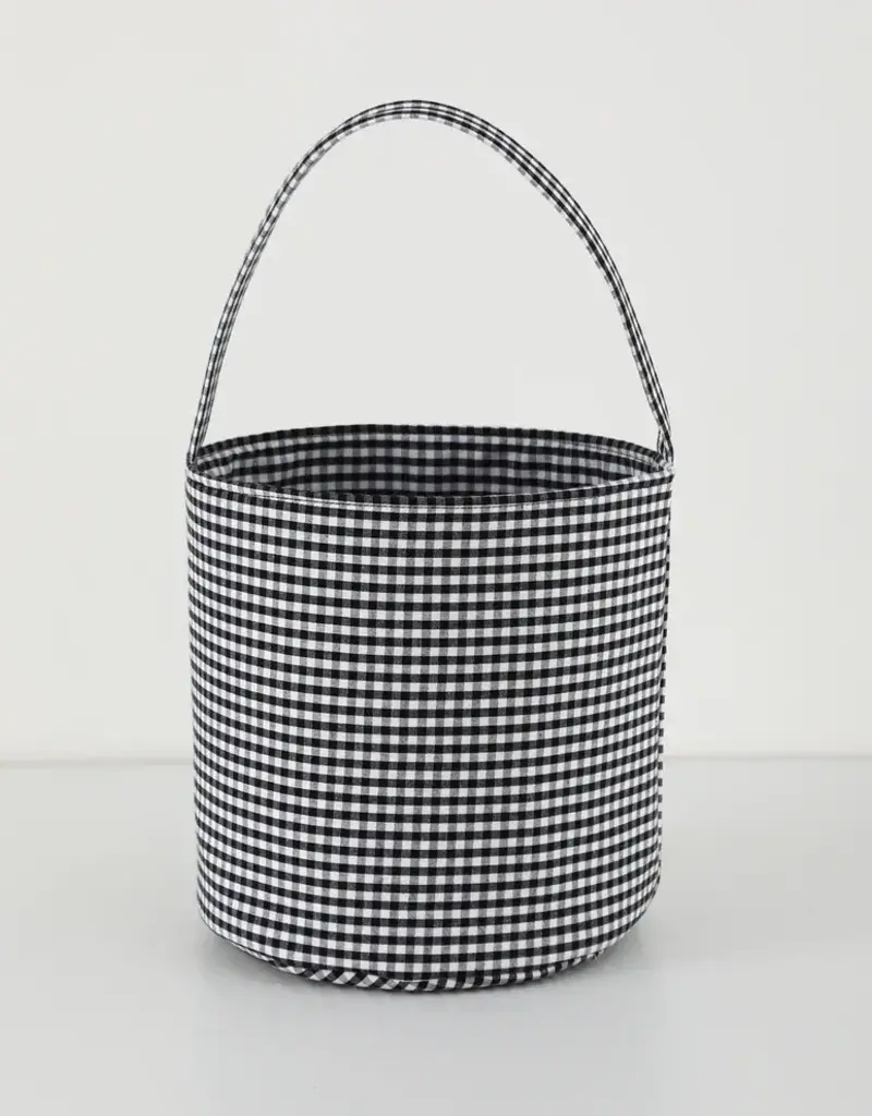 Love That Cotton Black Gingham Bucket Bag w/ Name