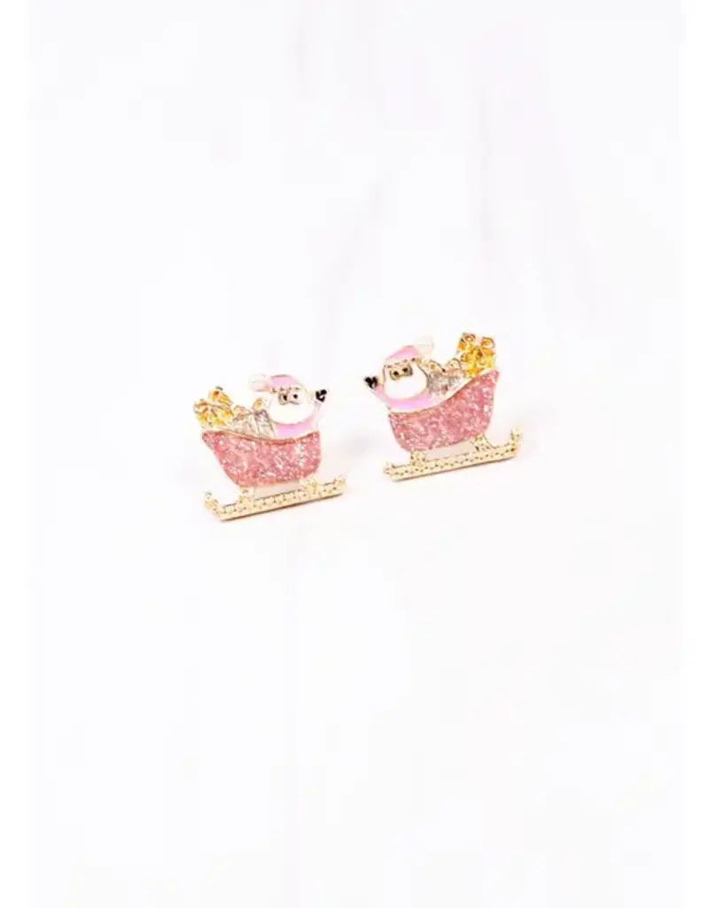 Caroline Hill Santa's Sleigh Ride Earring Pink