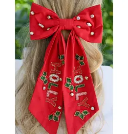 Caroline Hill Holly Jolly Hair Bow Red