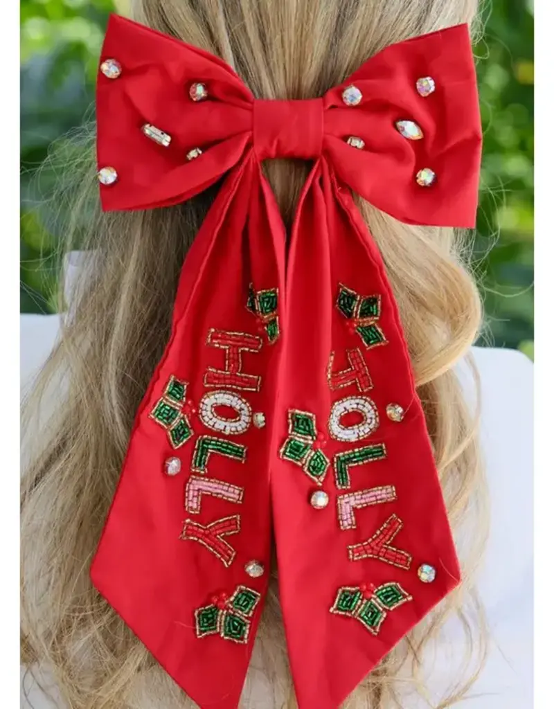 Caroline Hill Holly Jolly Hair Bow Red