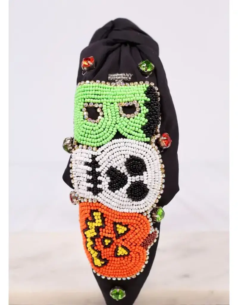 Caroline Hill Haunted Boo Embellished Headband Black
