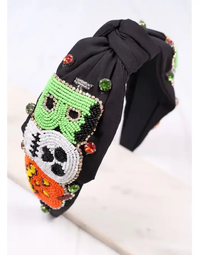 Caroline Hill Haunted Boo Embellished Headband Black