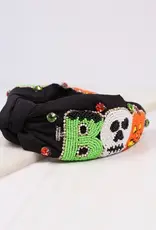 Caroline Hill Haunted Boo Embellished Headband Black