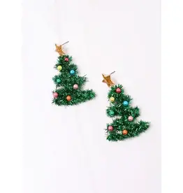 Caroline Hill Festive Tinsel Tree Earring Green
