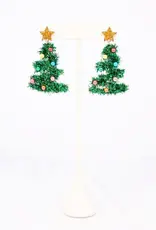 Caroline Hill Festive Tinsel Tree Earring Green