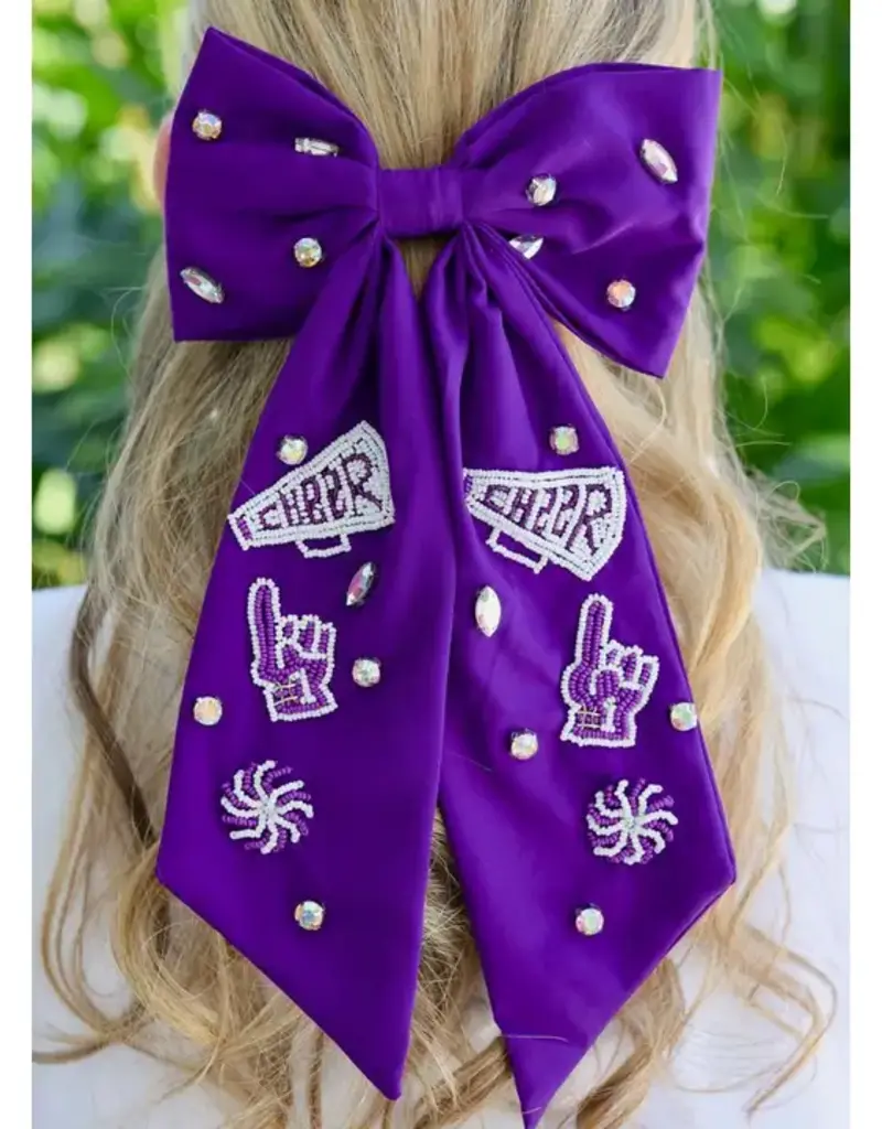 Caroline Hill Cheer Them On Hair Bow Purple