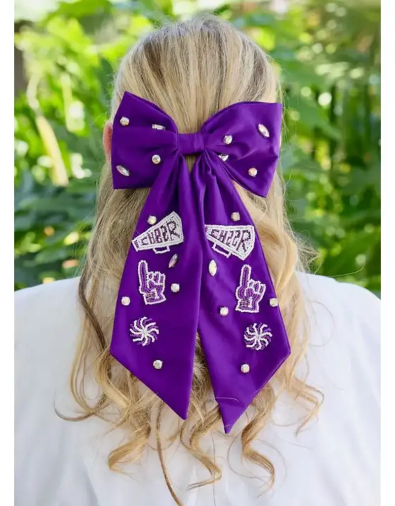 Caroline Hill Cheer Them On Hair Bow Purple