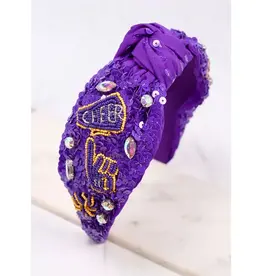 Caroline Hill Cheer Sequin Headband Purple Yellow