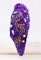 Caroline Hill Cheer Sequin Headband Purple Yellow