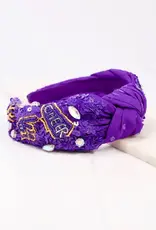 Caroline Hill Cheer Sequin Headband Purple Yellow