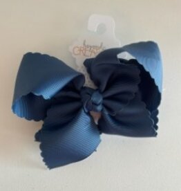 Beyond Creations, LLC 5.5" Denim Blue Scalloped Edge Bow