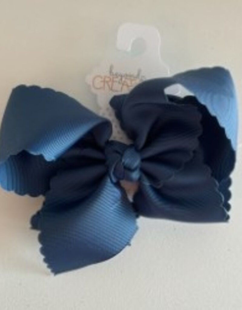 Beyond Creations, LLC 5.5" Denim Blue Scalloped Edge Bow