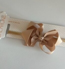 Beyond Creations, LLC 3.5" Oatmeal Grosgrain Bow w/ Headband