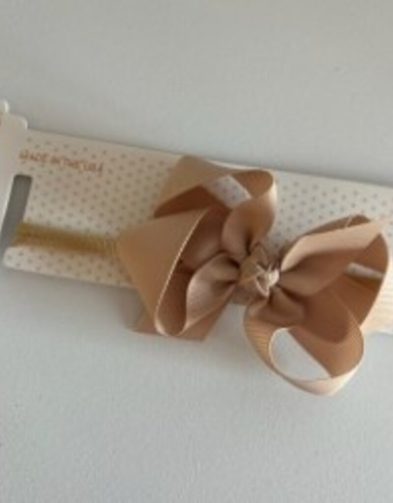 Beyond Creations, LLC 3.5" Oatmeal Grosgrain Bow w/ Headband