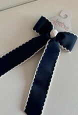Beyond Creations, LLC Moonstitch Streamer Bow - Navy & White