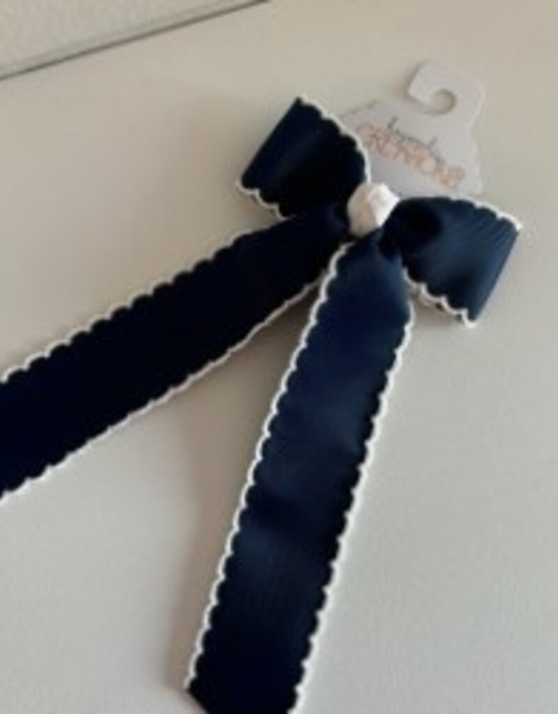 Beyond Creations, LLC Moonstitch Streamer Bow - Navy & White