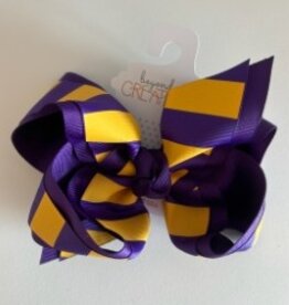 Beyond Creations, LLC 5.5" Layered Gold & Purple Stripe Bow