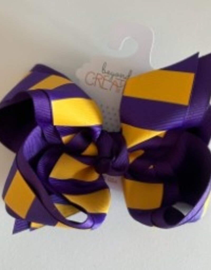 Beyond Creations, LLC 5.5" Layered Gold & Purple Stripe Bow