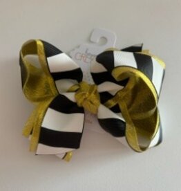 Beyond Creations, LLC 5.5" Layered Gold & Black Stripe Bow