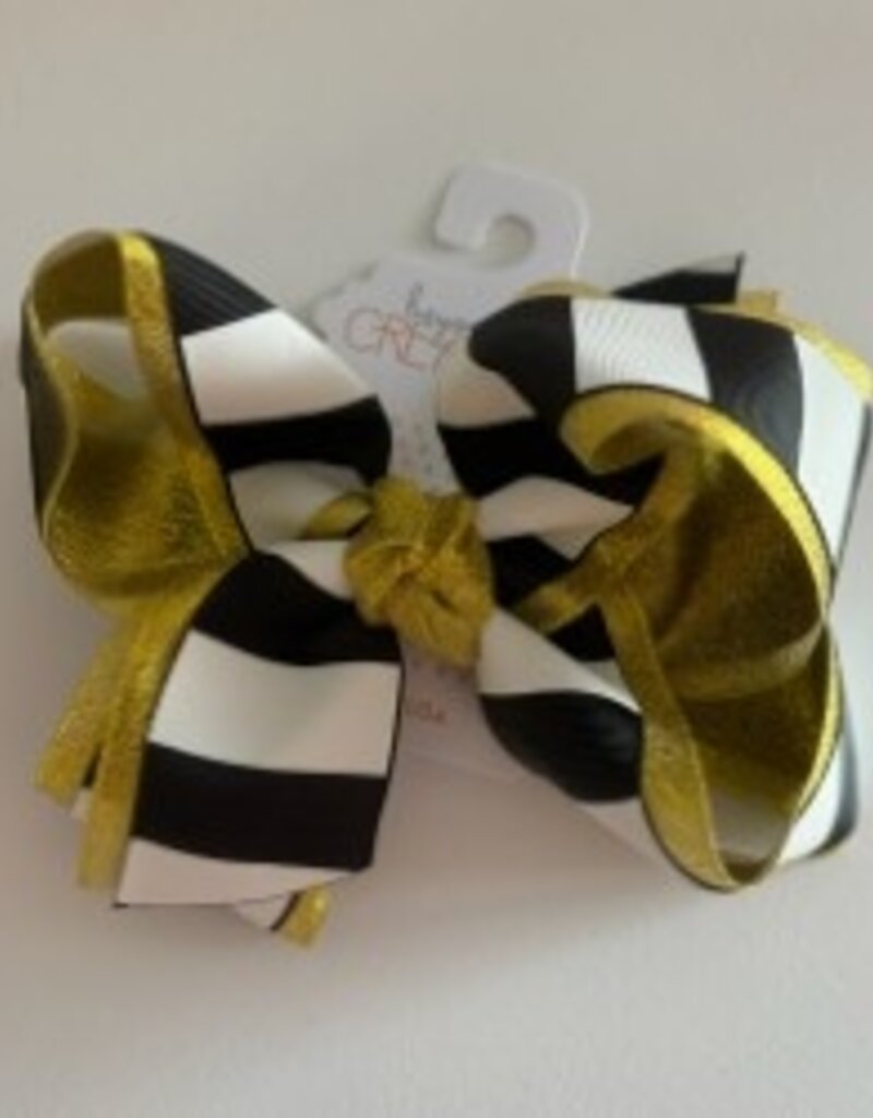 Beyond Creations, LLC 5.5" Layered Gold & Black Stripe Bow