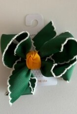Beyond Creations, LLC Forest Green & Gold Crochet Edge Bow
