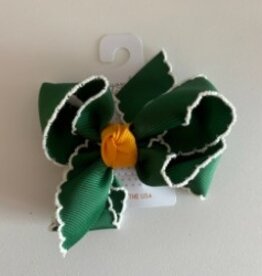 Beyond Creations, LLC Forest Green & Gold Crochet Edge Bow