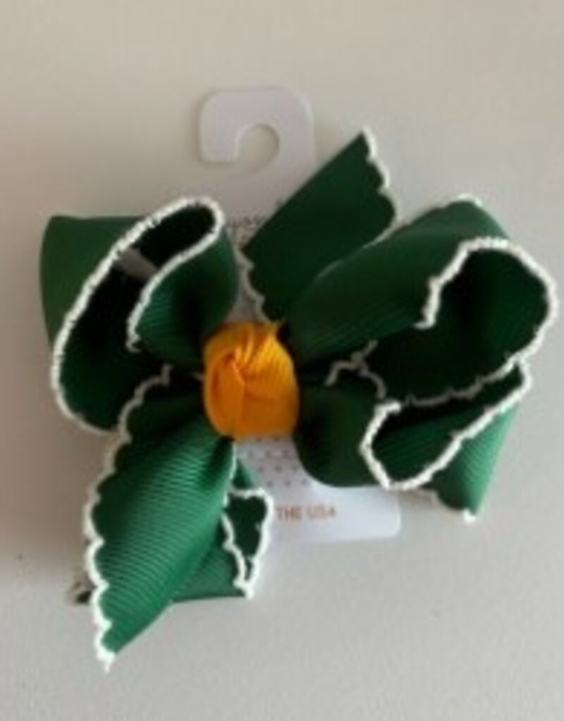 Beyond Creations, LLC Forest Green & Gold Crochet Edge Bow