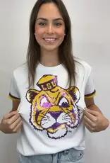 Bomb Designs Vintage LSU Sequin Top White