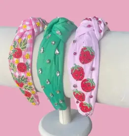 Bash Beaded Gingham Strawberry Headband