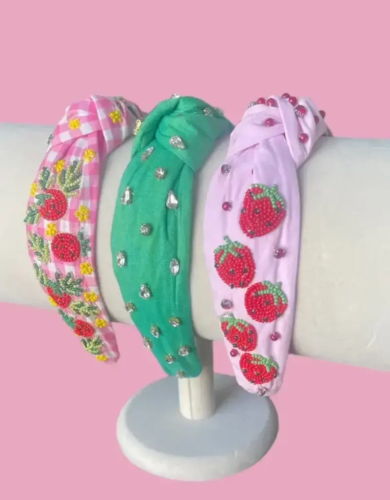 Bash Beaded Gingham Strawberry Headband
