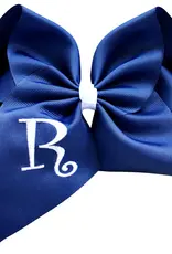 The Solid Bow 6" Navy Embroidered Bow w/ Initial