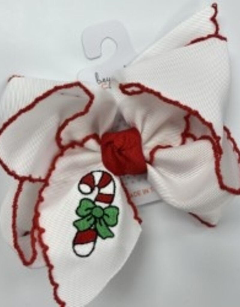 Beyond Creations, LLC Candy Cane Crochet Edge Hair Bows