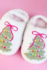 Rock Paper Scissors Toddler/Kids Bow Christmas Tree Slippers