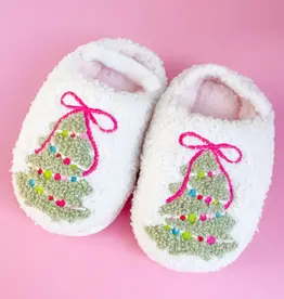 Rock Paper Scissors Toddler/Kids Bow Christmas Tree Slippers