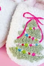 Rock Paper Scissors Toddler/Kids Bow Christmas Tree Slippers