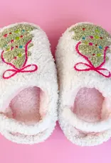 Rock Paper Scissors Toddler/Kids Bow Christmas Tree Slippers