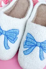 Rock Paper Scissors Adult Blue Bow Slippers