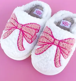 Rock Paper Scissors Toddler/Kids Pink Bow Slippers