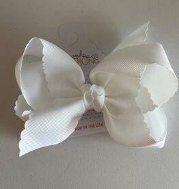 Beyond Creations, LLC 5.5" White Edge Scalloped Edge Bow
