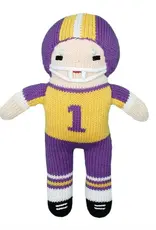 Petit Ami & Zubels Purple & Gold Football Knit Doll