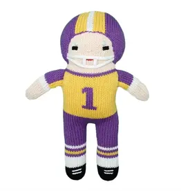 Petit Ami & Zubels Purple & Gold Football Knit Doll